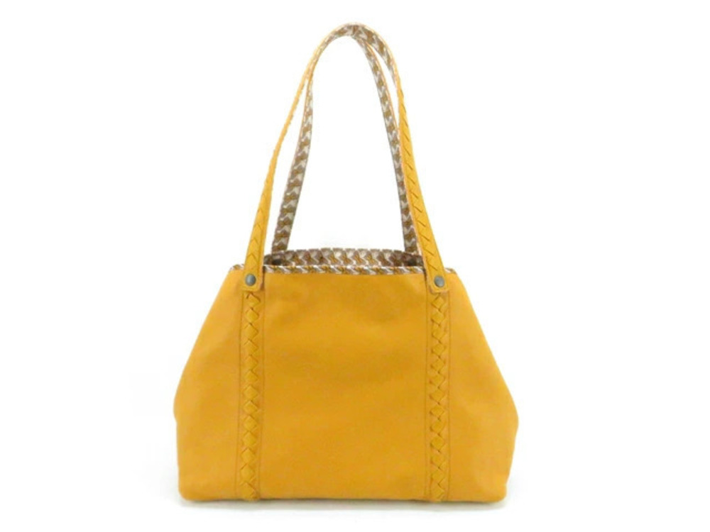 BOTTEGA VENETA Pumpkin Nappa Tote Bag Reversible Calfskin Orange Flower
